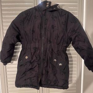 Disney Junior Minnie Mouse Winter Puffer Coat Faux Fur Hood Size 2T